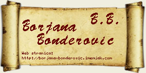 Borjana Bonderović vizit kartica
